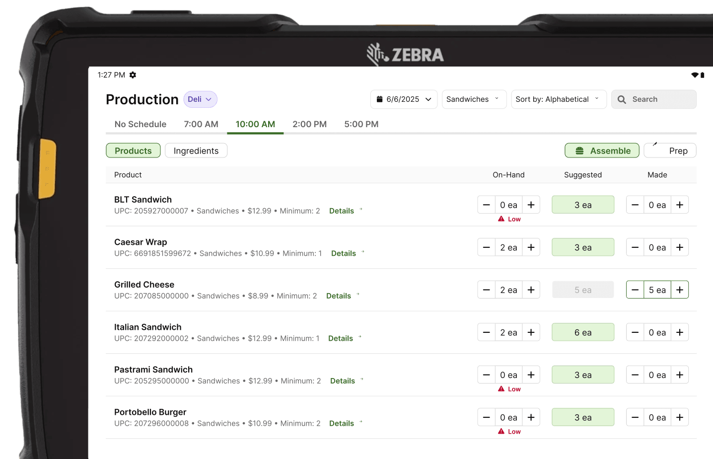 Store Production Planning device